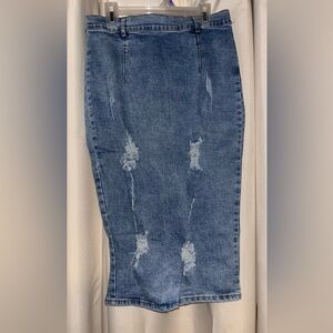 Denim Pencil Skirt - Blue